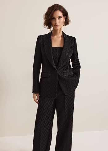 Phase Eight Adalynn Fitted Jacquard Coats Black USA | 6017835-OC